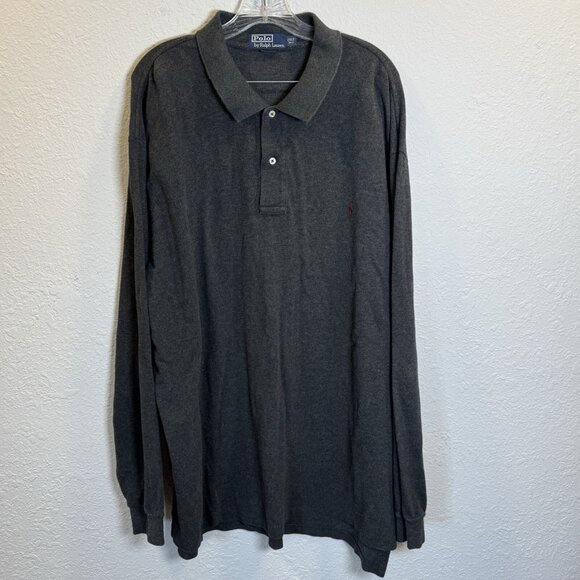 2XLT Polo Ralph Lauren Shirt Soft Touch Long Sleeve Charcoal Gray - Picture 1 of 9